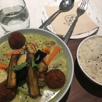 Thai green curry, with coconut rice at BMS Organics - Nanjing West in Shanghai
