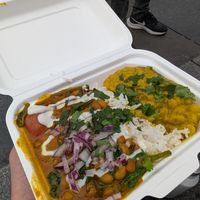 Curry of the day. Came with dhaal, rice and naan at Snackwallah in Newcastle Upon Tyne