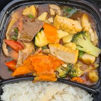 Medium spicy dish with tofu, 🍅 and🍍 at Chay Viet Tadilen Restaurant in Wurzburg