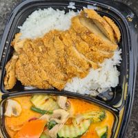 Vegan duck with red curry and rice at Chay Viet Tadilen Restaurant in Wurzburg