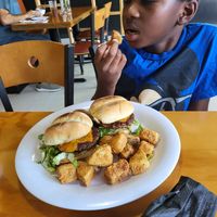 Cheeseburger sliders with potato wedges at Binge Kitchen in San Antonio