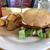 Buffalo “chicken “ burger at Binge Kitchen in San Antonio