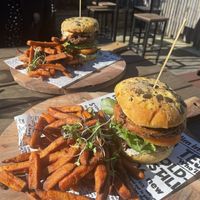 Byron Burger and Vegan Burger (both are actually vegan👌) at Rustik Cafe in Benalla