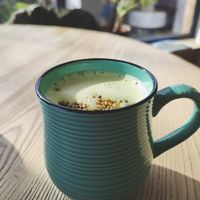 Golden milk (with honey) at Strh Cafe & Gallery in Zakopane