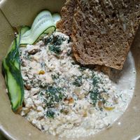 Smoked tofu scramble with spelt bread (take away) at Strh Cafe & Gallery in Zakopane
