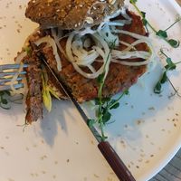 Yummy hemp burger at Strh Cafe & Gallery in Zakopane