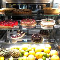 Vegan cakes in the middle tier at Strh Cafe & Gallery in Zakopane