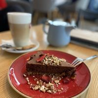 Vegan chocolate cake  at Strh Cafe & Gallery in Zakopane