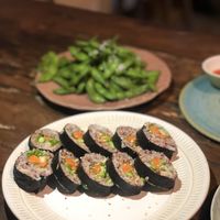 Vegan sushi and edama beans at Suika in Ungasan