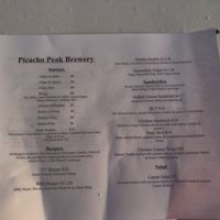 Menu at Picacho Peak Brewing Company in Las Cruces