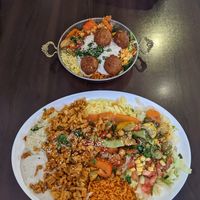 Small falafel platter + normal seitan platter at Veggie Liebe in Freiburg