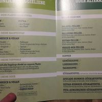 Menu at Veggie Liebe in Freiburg