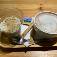Dessert and hot chocolate   at Vegan Cafe in Dnipropetrovsk