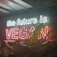 Vegan sign inside at Unity Diner in East London