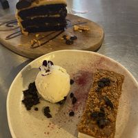 Biscoff cheesecake and chocolate caramel with honeycomb cake  at Unity Diner in East London