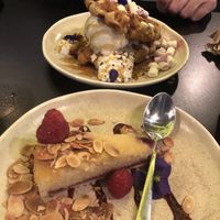 Ice cream waffles and frangipani tart  #Veganuary at Unity Diner in East London