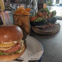 Gammon burger and hot dog at Unity Diner in East London
