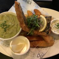 ToFish & Chips with mushy peas 👍🏻  at Unity Diner in East London