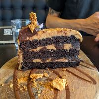 Salted caramel cake at Unity Diner in East London
