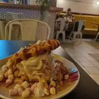 Waffle as a dessert. at Unity Diner in East London