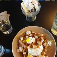 Waffels &banana ice cup at Unity Diner in East London