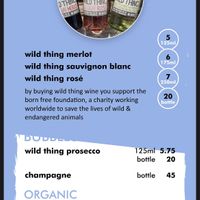 Menu - Wine  at Unity Diner in East London