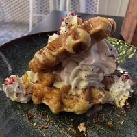 Ice cream waffles  at Unity Diner in East London