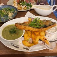 Fish and chips   at Unity Diner in East London