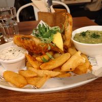 Battered fish and chips! at Unity Diner in East London