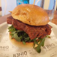 burger with 'redefine meat' steak - filling and tasty at Unity Diner in East London