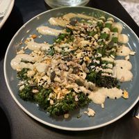 broccoli in salsa di anacardi e tahina   at Unity Diner in East London
