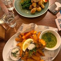 tofish and chips; vegan cod  at Unity Diner in East London