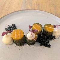 Salmon sashimi at Unity Diner in East London