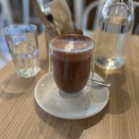 Red velvet latte  at Unity Diner in East London