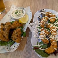 Tofish bites and tempura prawns at Unity Diner in East London