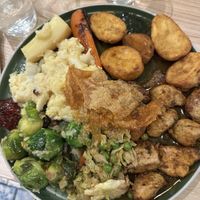 Vegan roast with roast chicken   at Unity Diner in East London