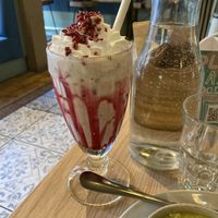 Raspberry cheesecake shake: tasty and not too sweet  at Unity Diner in East London