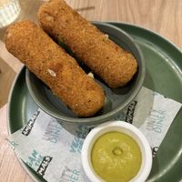 Vegan mozzarella sticks  at Unity Diner in East London