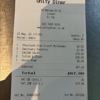   at Unity Diner in East London