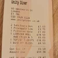  at Unity Diner in East London