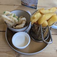 Calamari and chips at Unity Diner in East London