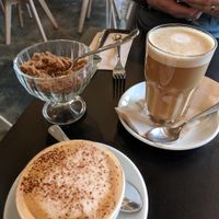Latte and cappuccino at Unity Diner in East London