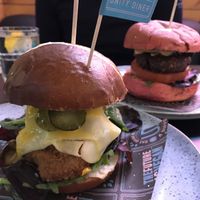 Chicken and beetroot burger at Unity Diner in East London