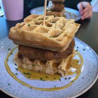 Chicken & waffles at Unity Diner in East London