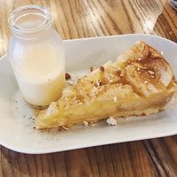 Delicious apple pie and custard  at Unity Diner in East London