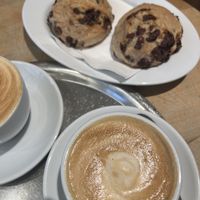 Vegan chocolate bread and soy cappuccino   at Bäckerei KULT in Basel