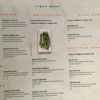 Vegan menu at Celadon in Los Angeles