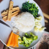 Ananda meal with tofuu  at Ananda Tree House in Kathmandu