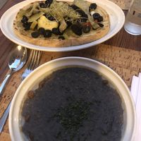 Bruschetta and mushroom soup (both vegan) at Groppo in Zadar