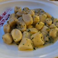 Homemade eggless gnocchi plus olive oil truffle sauce at Groppo in Zadar